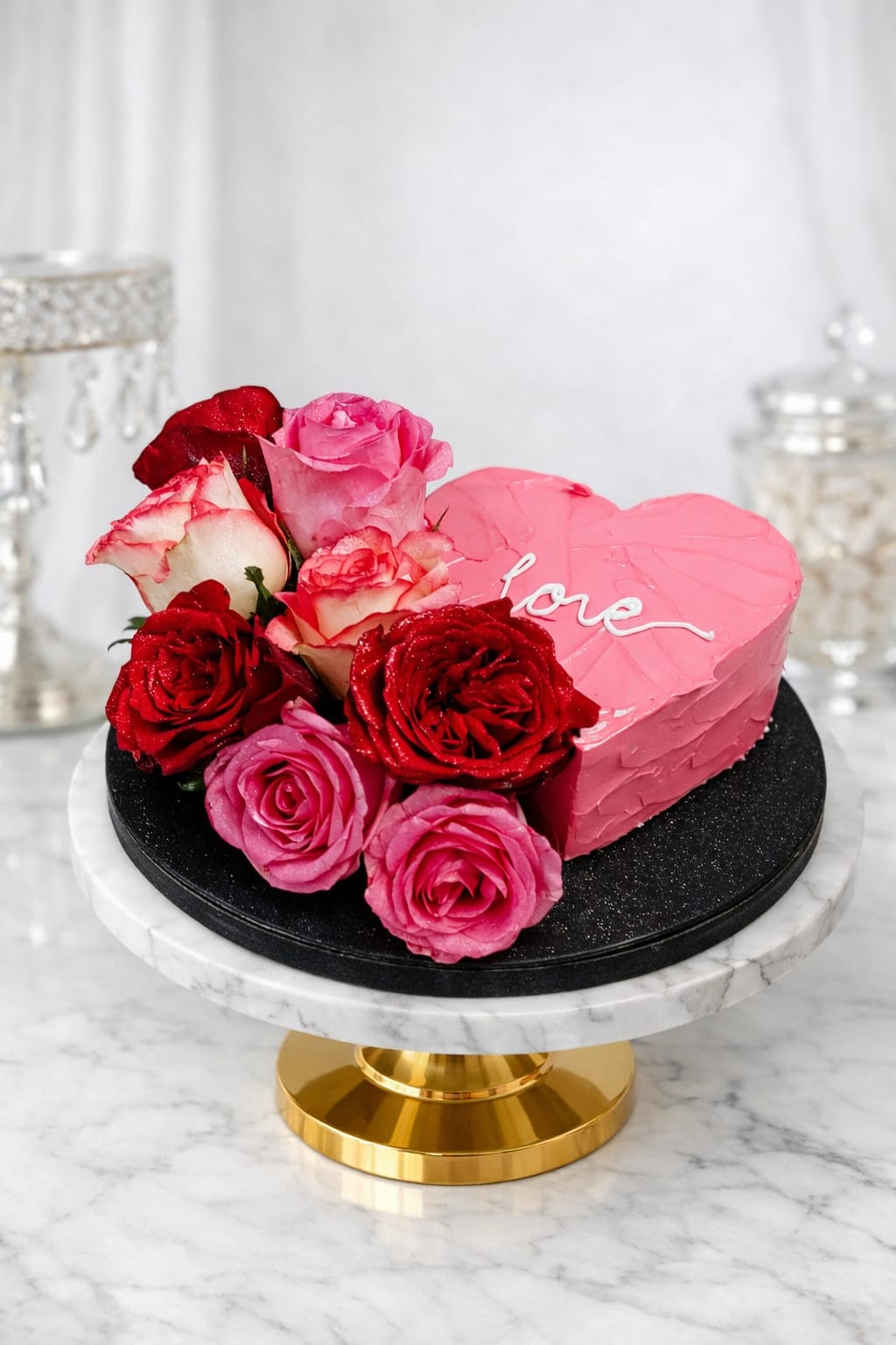 Romantic Rose Heart Cake
